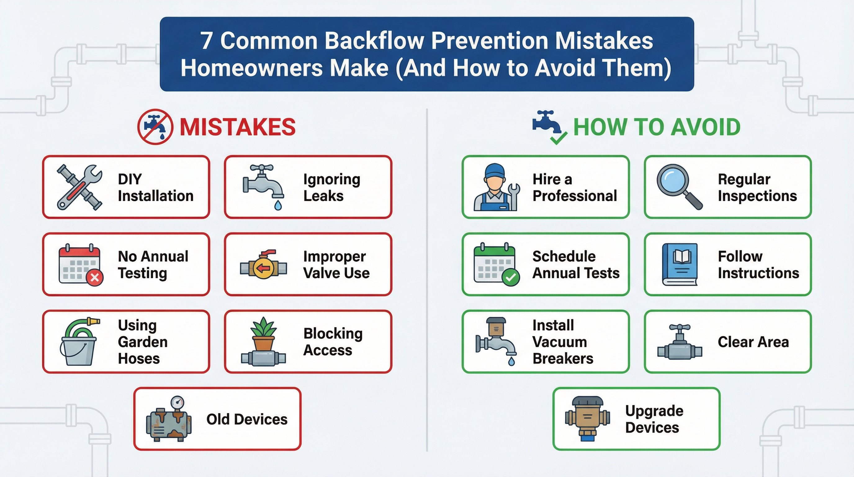 Residential backflow preventer installed near home plumbing showing common prevention setup