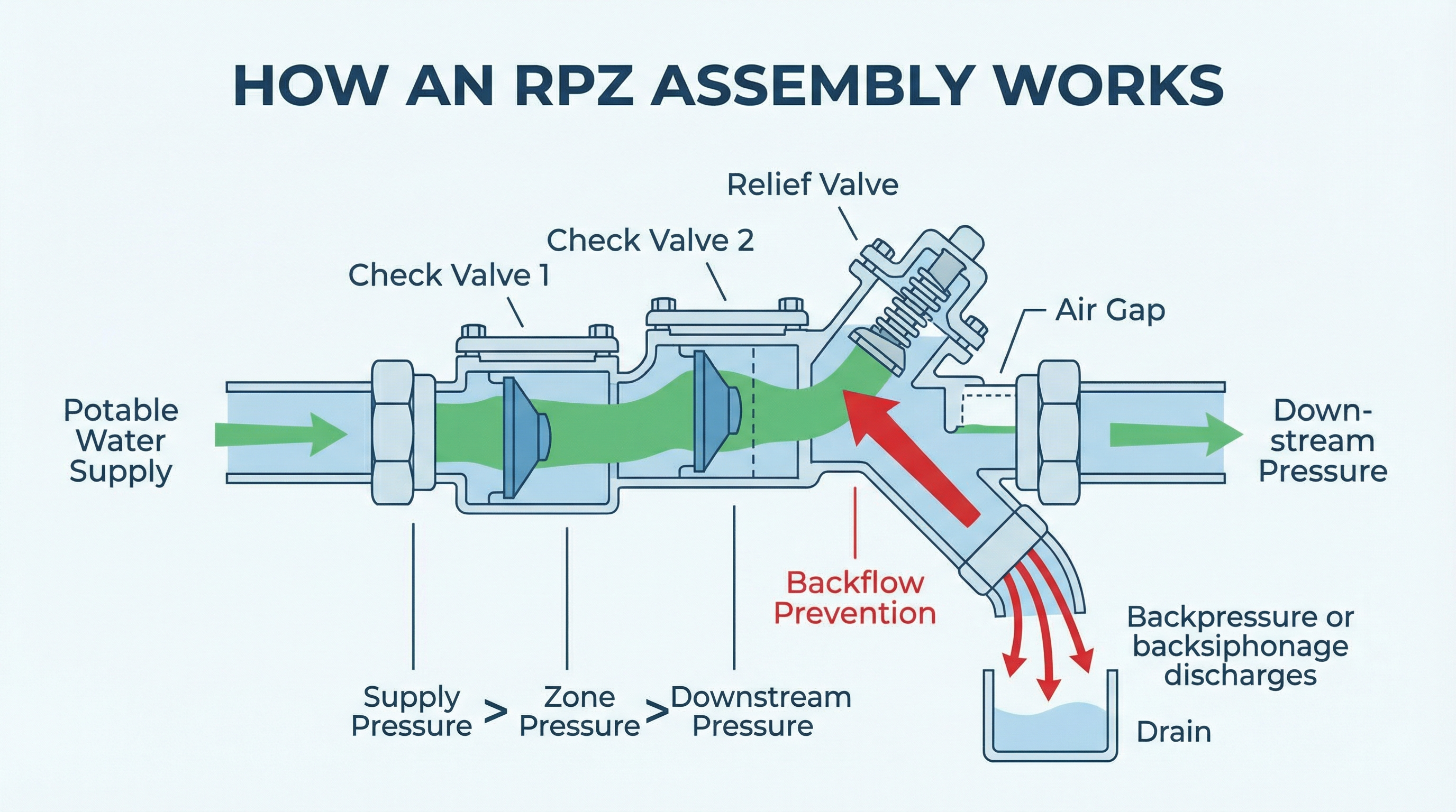 Industrial water pipes and valves in a mechanical room