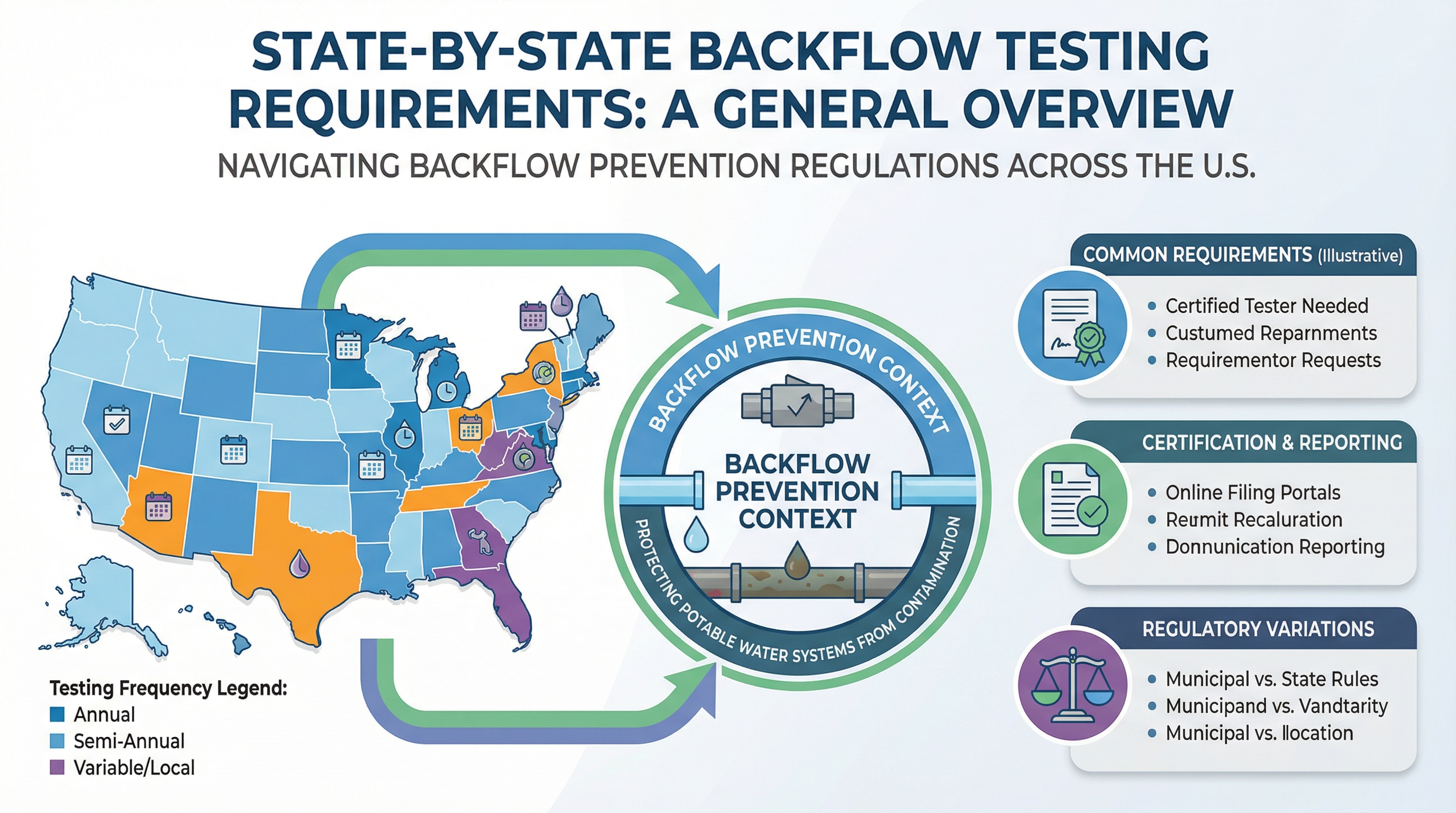 Map of the United States representing state-by-state regulatory differences